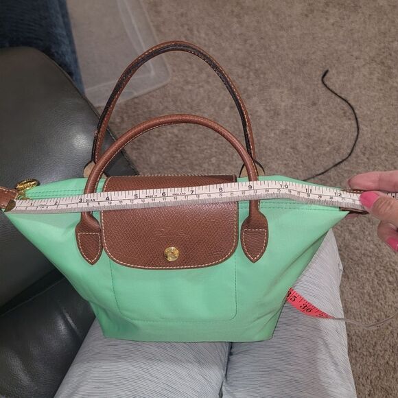 LONGCHAMP Li Pliage Classic Original S Bright Green Handle Foldable Tote Bag - Picture 15 of 16